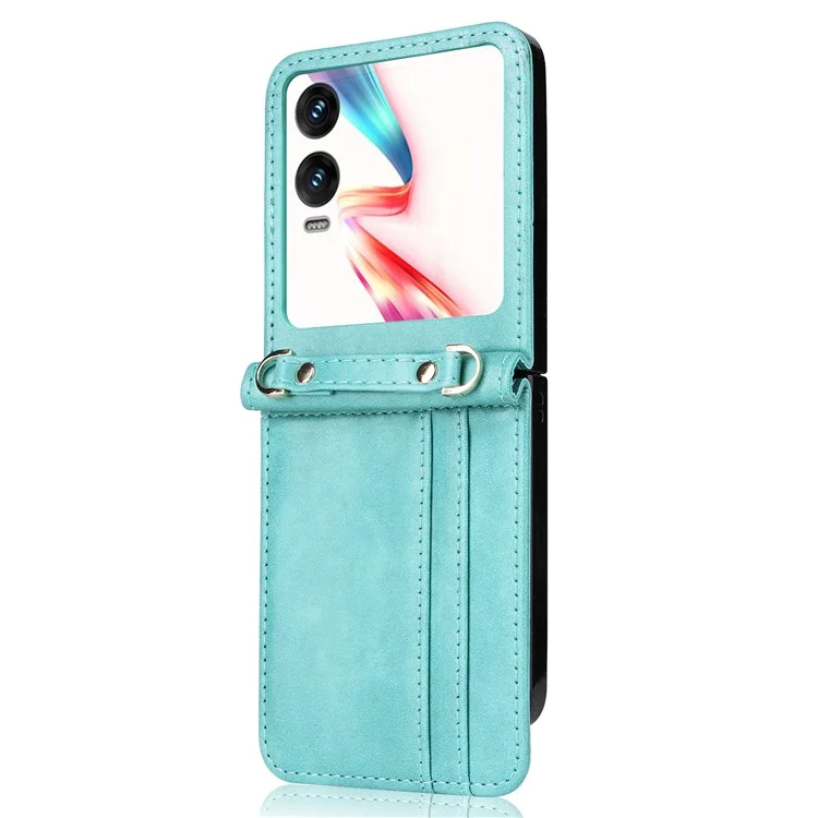 Étui pour Infinix Zero Flip 5G X6962 avec fentes pour cartes, housse de téléphone en cuir avec dragonne - Vert