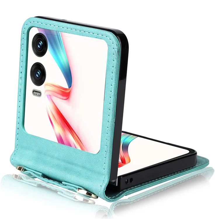Étui pour Infinix Zero Flip 5G X6962 avec fentes pour cartes, housse de téléphone en cuir avec dragonne - Vert