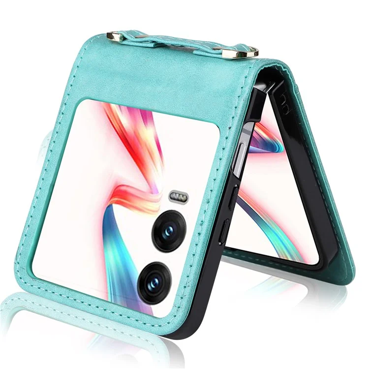 Étui pour Infinix Zero Flip 5G X6962 avec fentes pour cartes, housse de téléphone en cuir avec dragonne - Vert