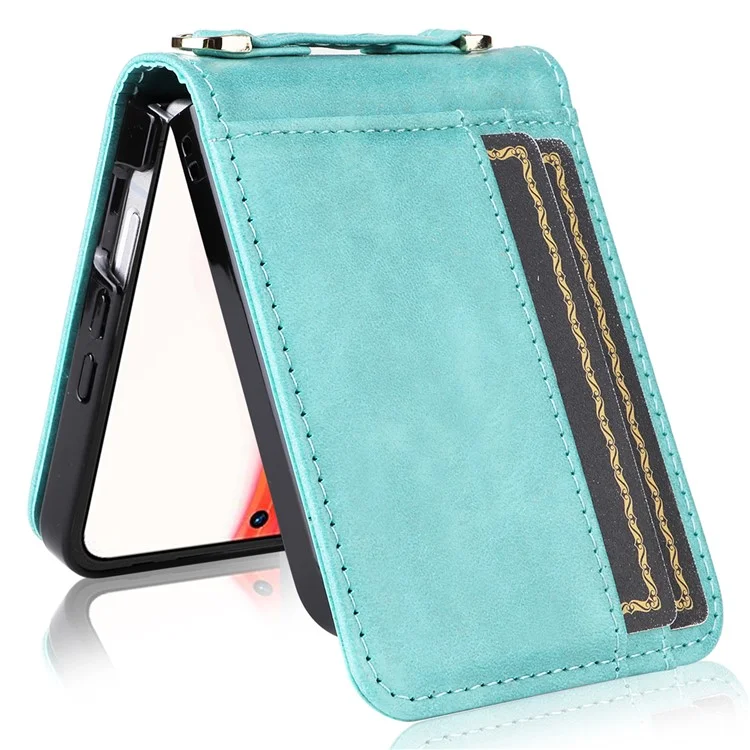 Étui pour Infinix Zero Flip 5G X6962 avec fentes pour cartes, housse de téléphone en cuir avec dragonne - Vert