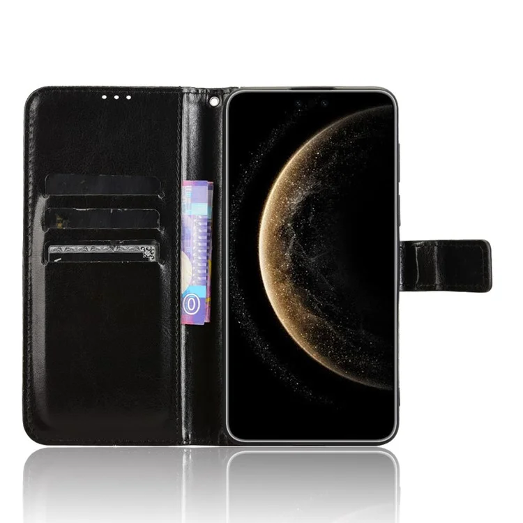 Funda para Huawei Mate 70 Pro+ / 70 Pro, textura de caballo loco, cubierta de cartera de piel de PU - Negro