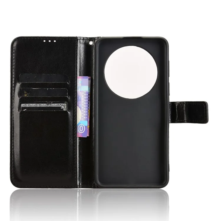 Funda para Huawei Mate 70 Pro+ / 70 Pro, textura de caballo loco, cubierta de cartera de piel de PU - Negro