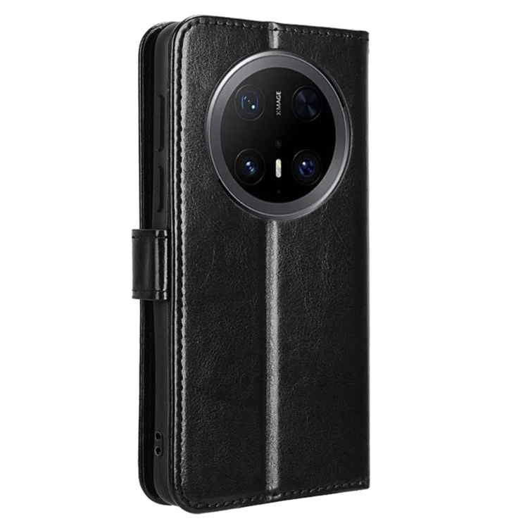 Funda para Huawei Mate 70 Pro+ / 70 Pro, textura de caballo loco, cubierta de cartera de piel de PU - Negro