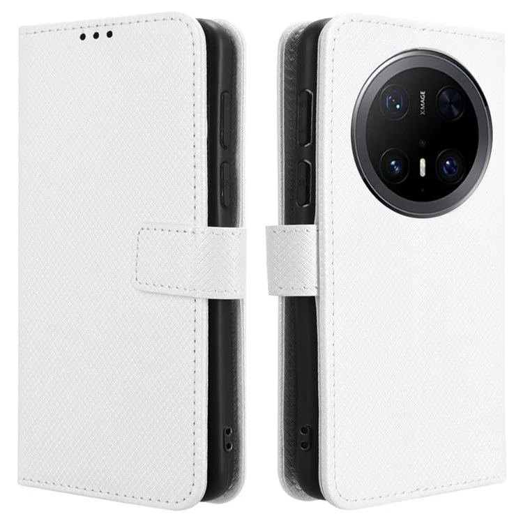 Funda para Huawei Mate 70 Pro+ / 70 Pro de piel sintética con textura de diamante - Blanco
