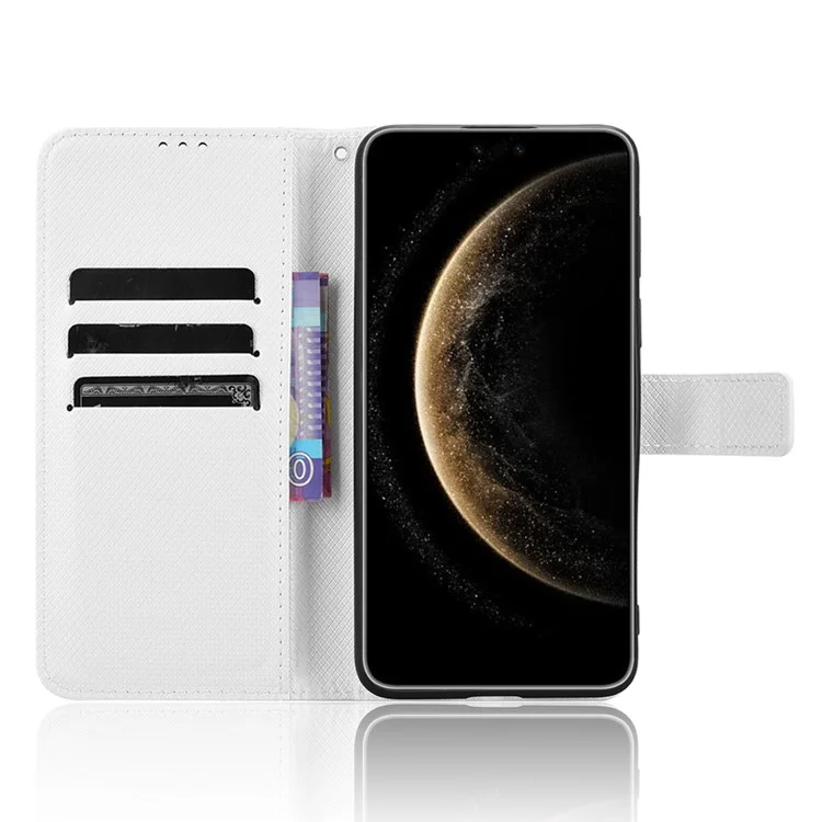 Funda para Huawei Mate 70 Pro+ / 70 Pro de piel sintética con textura de diamante - Blanco