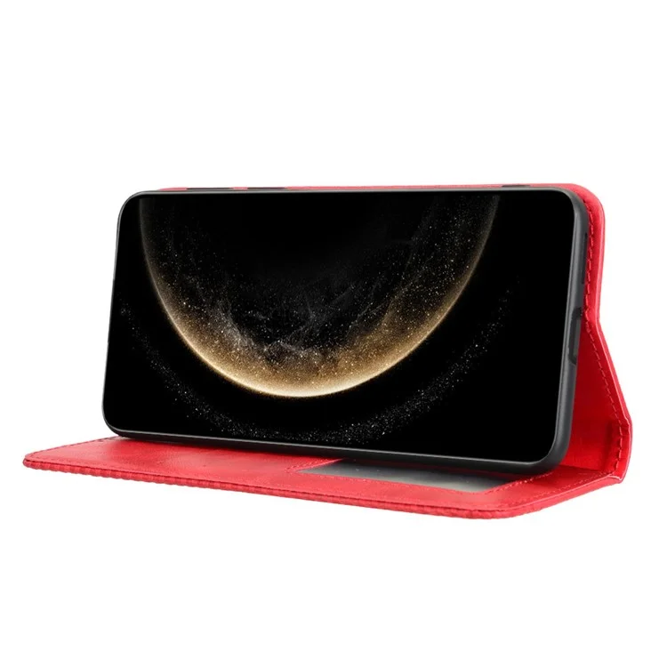 For Huawei Mate 70 Leather Case Wallet Stand Retro Texture Phone Cover - Red