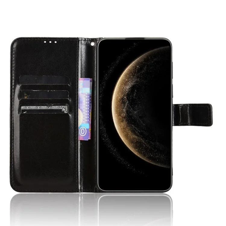 For Huawei Mate 70 Case Crazy Horse Texture PU Leather Phone Wallet Cover - Black