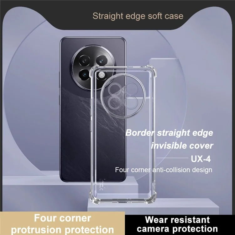 IMAK UX-4 Series For Realme 13+ 5G / 13 Pro 5G (China) Case Straight Frame Four Corner Shockproof Clear TPU Cover