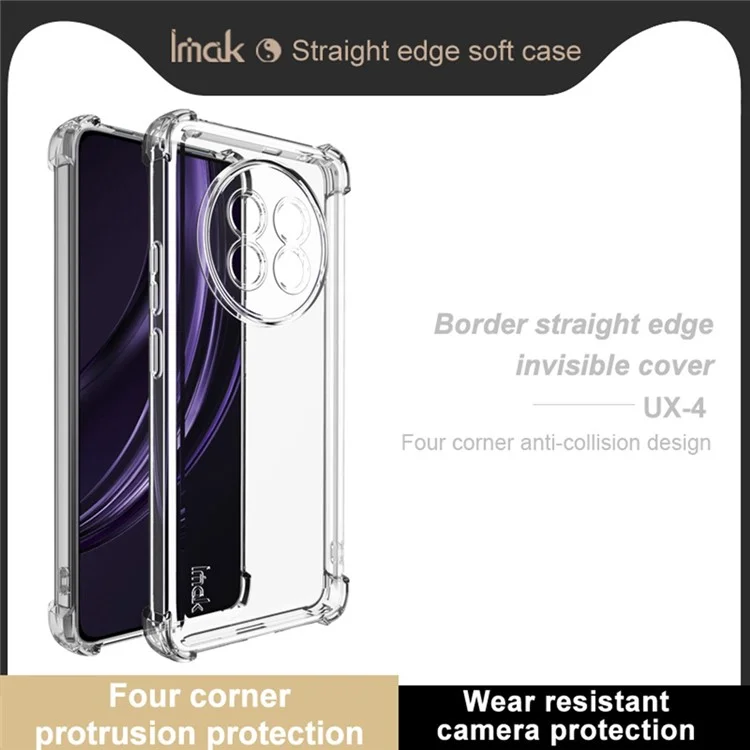 IMAK UX-4 Series For Realme 13+ 5G / 13 Pro 5G (China) Case Straight Frame Four Corner Shockproof Clear TPU Cover
