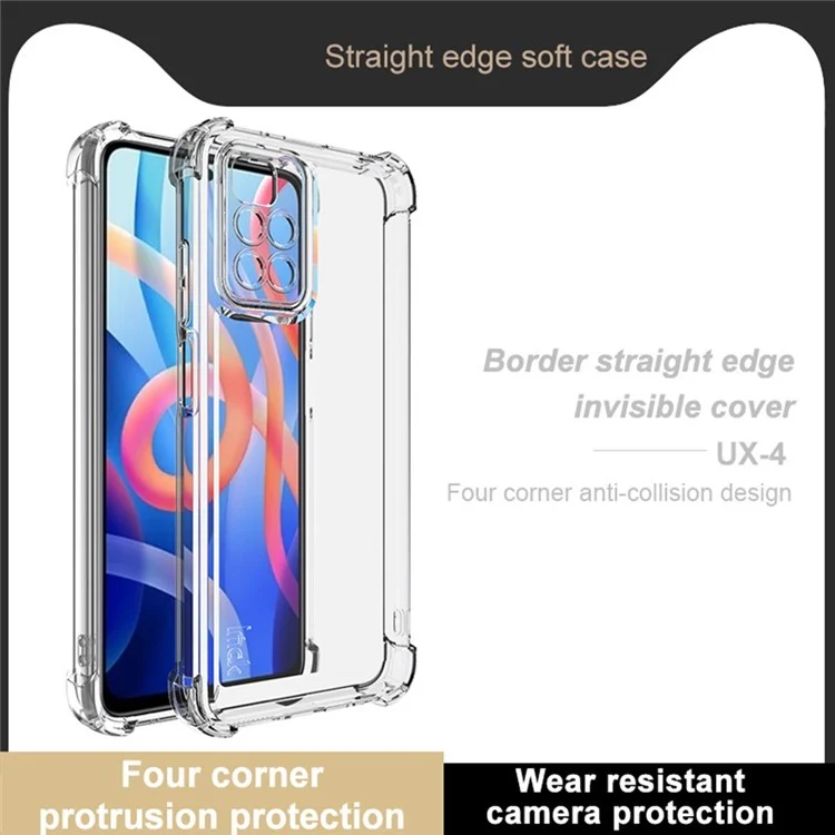 Funda de TPU de la serie IMAK UX-4 para Xiaomi Redmi 10 2022 4G / Redmi 10 4G (2021) / Redmi 10 Prime / Redmi Note 11 4G (MediaTek) Cuatro esquinas con marco recto a prueba de golpes Cubierta de teléfono transparente