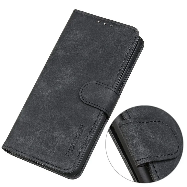 Funda para Samsung Galaxy A26 5G de KHAZNEH, de cuero sintético con textura retro - Negro