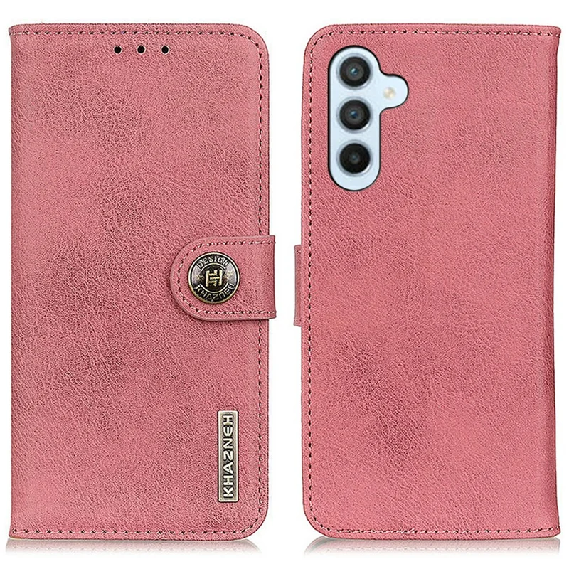 Capa carteira de couro com textura de pele de vaca para Samsung Galaxy A26 5G - Rosa