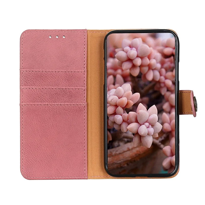 Capa carteira de couro com textura de pele de vaca para Samsung Galaxy A26 5G - Rosa