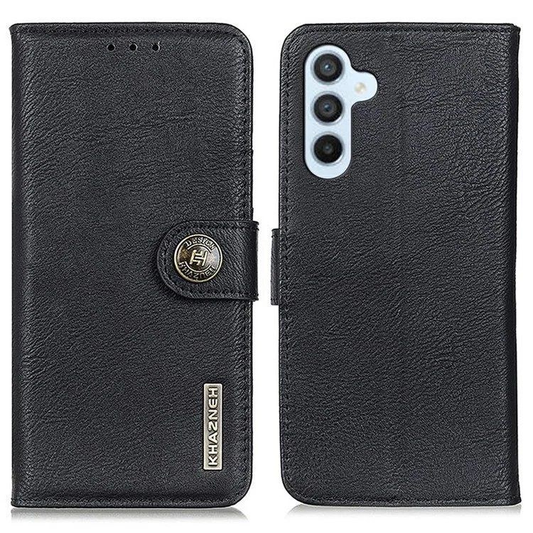KHAZNEH For Samsung Galaxy A26 5G Wallet Case Cowhide Texture Leather Flip Phone Cover - Black