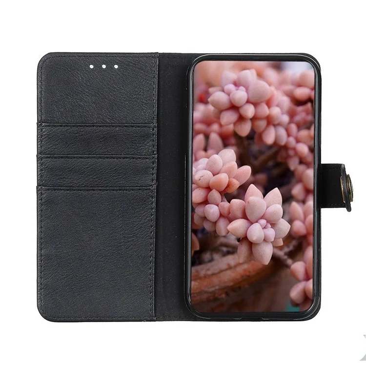 KHAZNEH For Samsung Galaxy A26 5G Wallet Case Cowhide Texture Leather Flip Phone Cover - Black