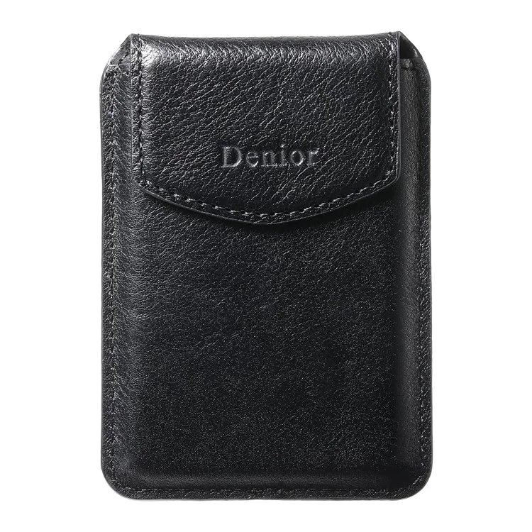DENIOR V14 Custodia posteriore per telefono in vera pelle bovina con porta carte magnetico - Nero