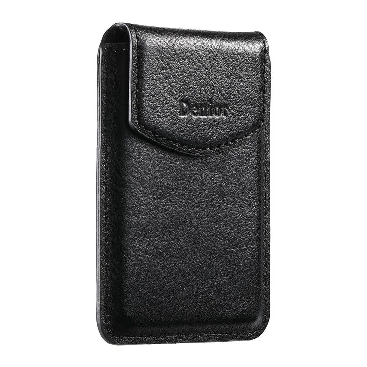 DENIOR V14 Custodia posteriore per telefono in vera pelle bovina con porta carte magnetico - Nero