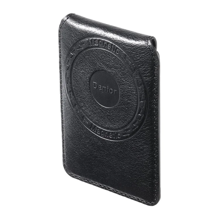 DENIOR V14 Custodia posteriore per telefono in vera pelle bovina con porta carte magnetico - Nero