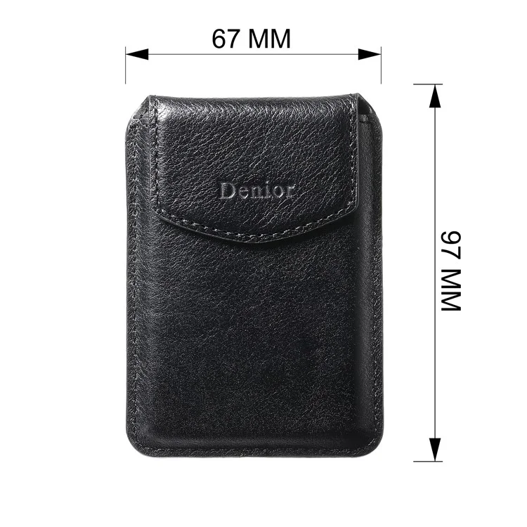 DENIOR V14 Custodia posteriore per telefono in vera pelle bovina con porta carte magnetico - Nero