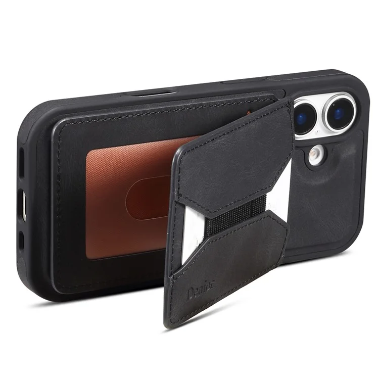 Funda DENIOR D17 compatible con iPhone 16 con bolsillo para tarjetas MagSafe - Negro