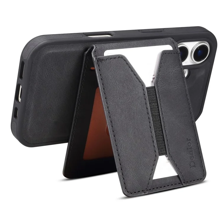 Custodia DENIOR D17 per iPhone 16 Plus compatibile con MagSafe, porta carte, cover per telefono - Nero