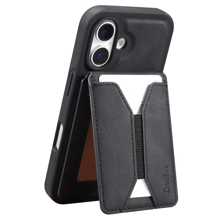Custodia DENIOR D17 per iPhone 16 Plus compatibile con MagSafe, porta carte, cover per telefono - Nero