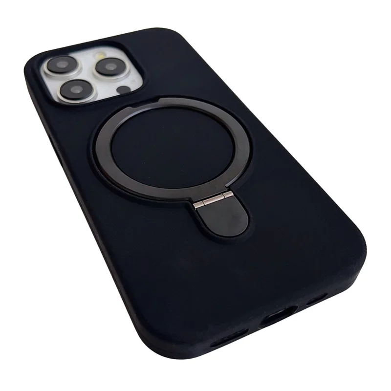 For iPhone 15 Pro Max Case Compatible with MagSafe Silicone Phone Back Cover with Kickstand - Black