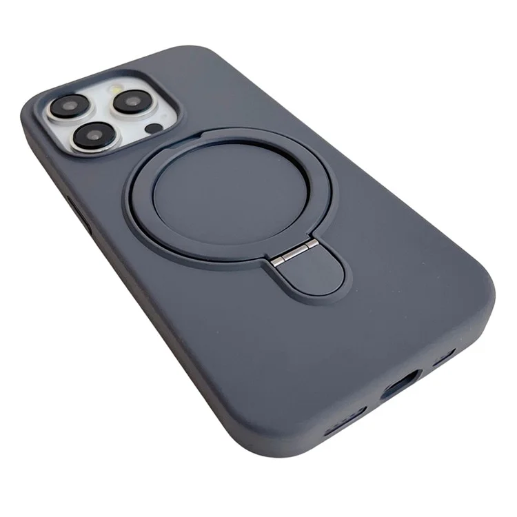Custodia per iPhone 15 Pro compatibile con MagSafe, cover posteriore in silicone per telefono con supporto - Grigio