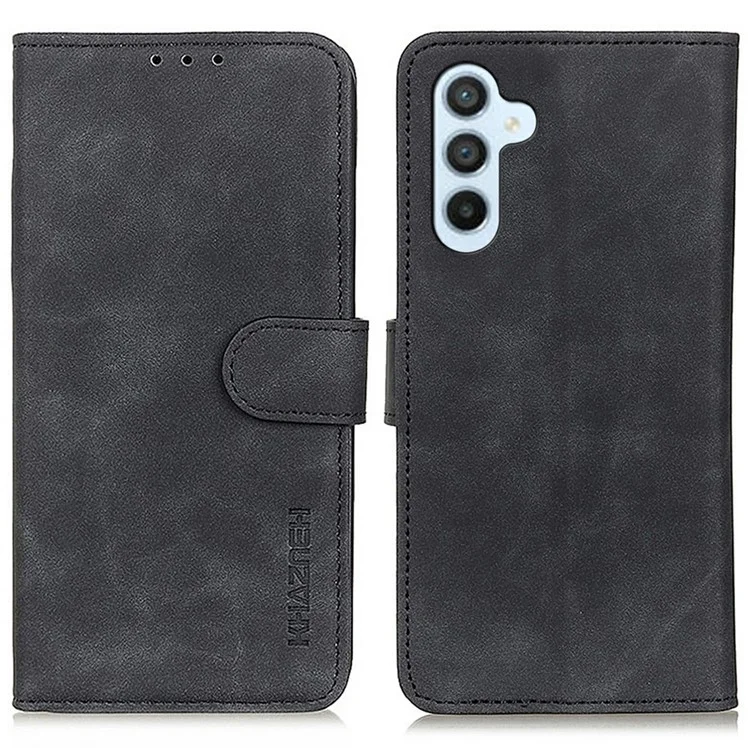 Funda para Samsung Galaxy A56 5G de KHAZNEH, de cuero PU con textura retro - Negro