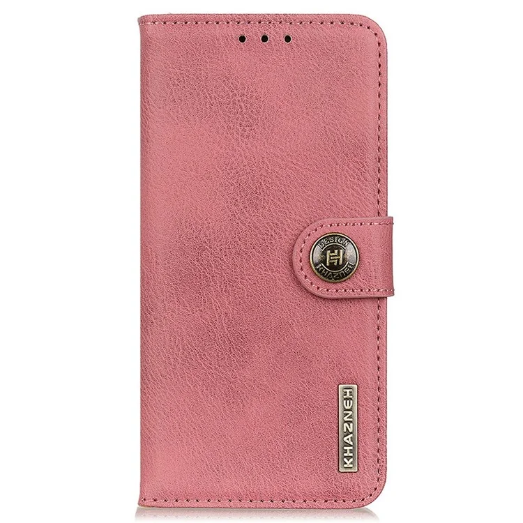 KHAZNEH Custodia a portafoglio in pelle con texture in pelle di mucca per Samsung Galaxy A56 5G - Rosa