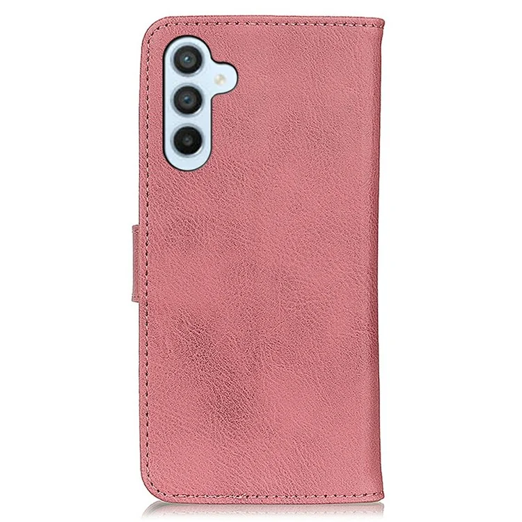 KHAZNEH Custodia a portafoglio in pelle con texture in pelle di mucca per Samsung Galaxy A56 5G - Rosa