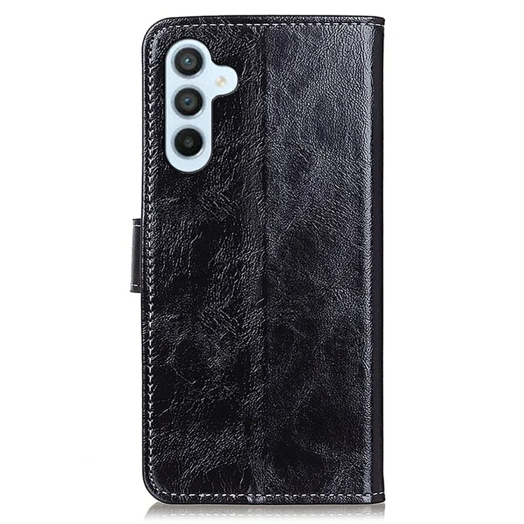 Custodia in pelle per Samsung Galaxy A56 5G, cover per telefono con texture Crazy Horse - Nero