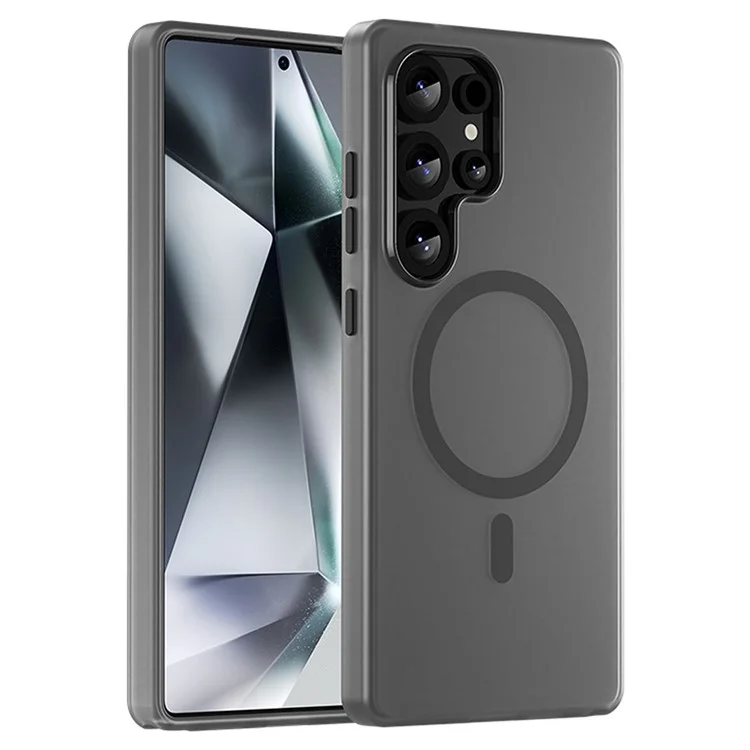 Чехол для Samsung Galaxy S25 Ultra, совместимый с MagSafe, из ТПУ и поликарбоната, тонкий матовый полупрозрачный - черный