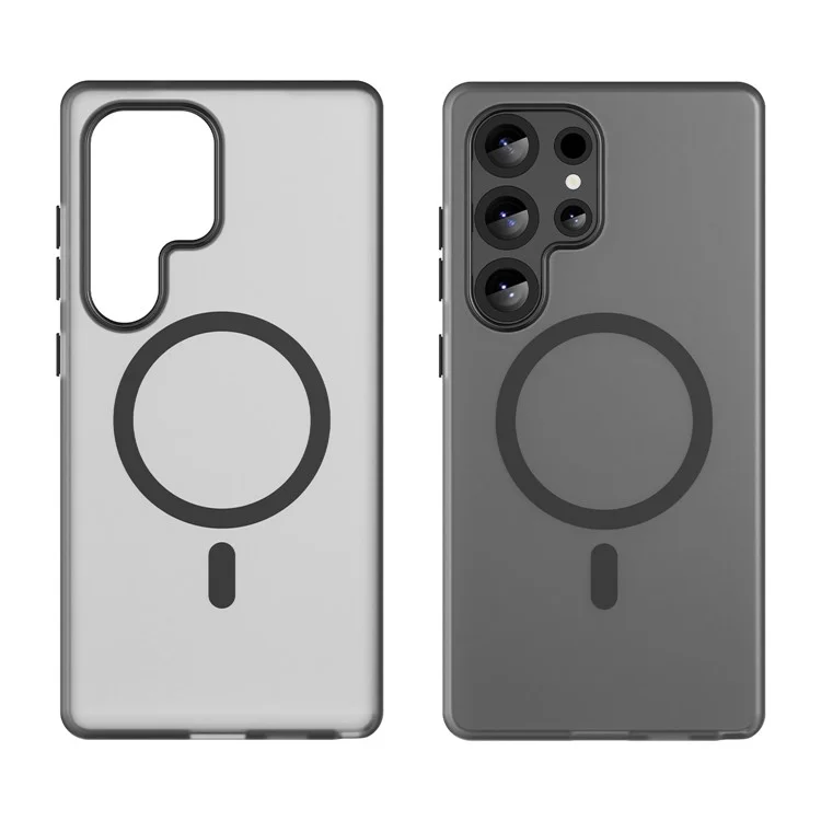 Чехол для Samsung Galaxy S25 Ultra, совместимый с MagSafe, из ТПУ и поликарбоната, тонкий матовый полупрозрачный - черный