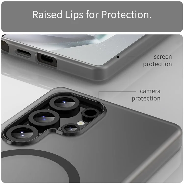 Чехол для Samsung Galaxy S25 Ultra, совместимый с MagSafe, из ТПУ и поликарбоната, тонкий матовый полупрозрачный - черный