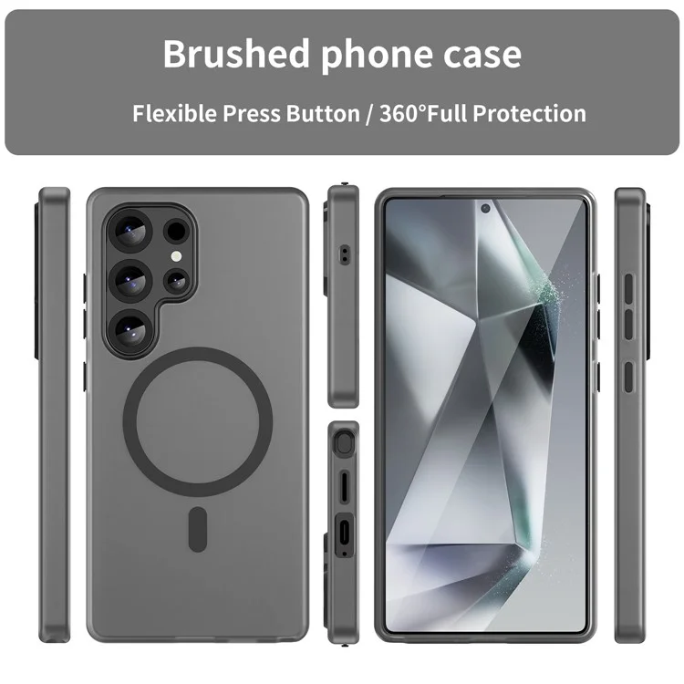 Чехол для Samsung Galaxy S25 Ultra, совместимый с MagSafe, из ТПУ и поликарбоната, тонкий матовый полупрозрачный - черный