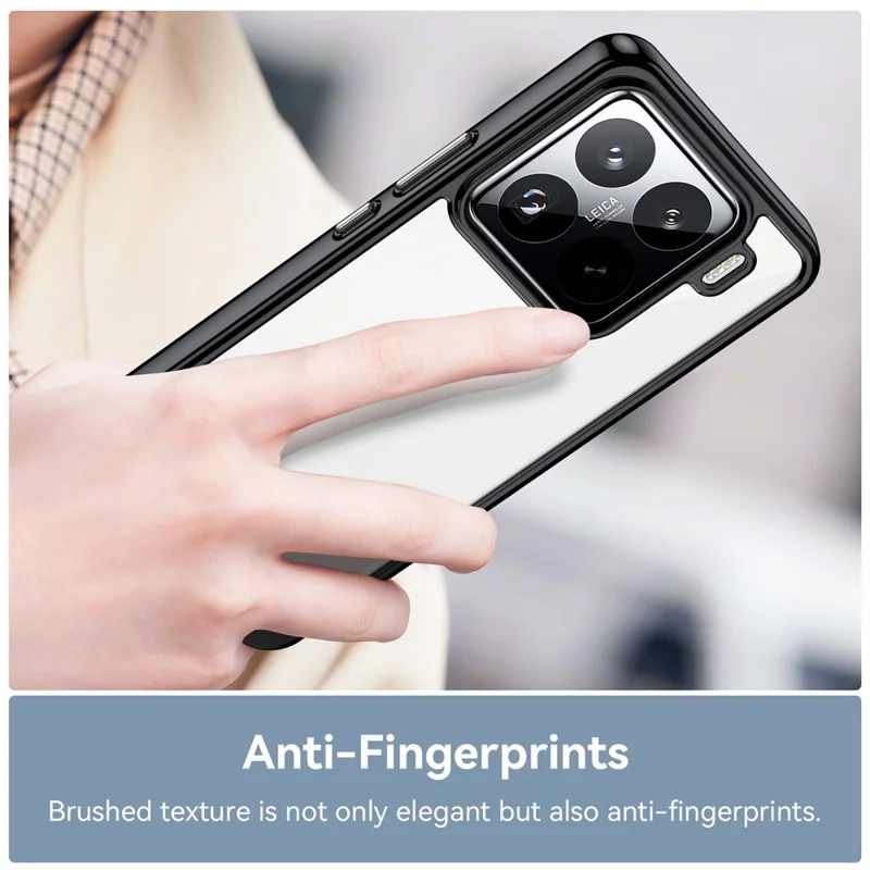 För Xiaomi 15 Pro skal TPU + akryl skyddande genomskinligt mobilskal - Svart