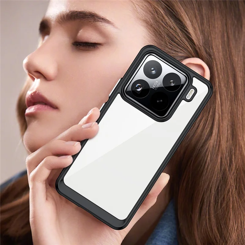 För Xiaomi 15 Pro skal TPU + akryl skyddande genomskinligt mobilskal - Svart