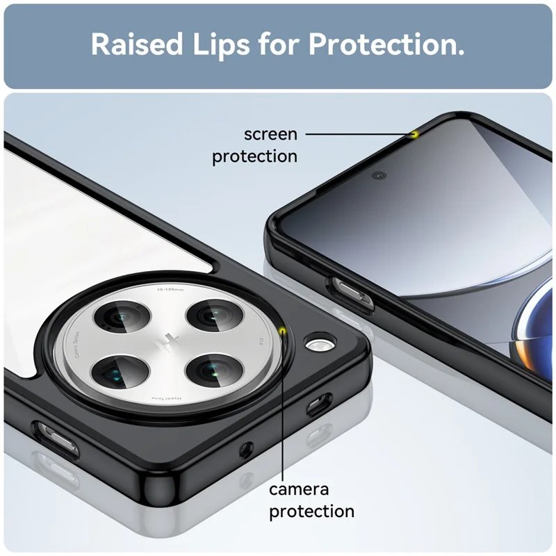 For Oppo Find X8 5G / Find X8 Pro 5G Case TPU + Acrylic Protective Clear Phone Cover - Black