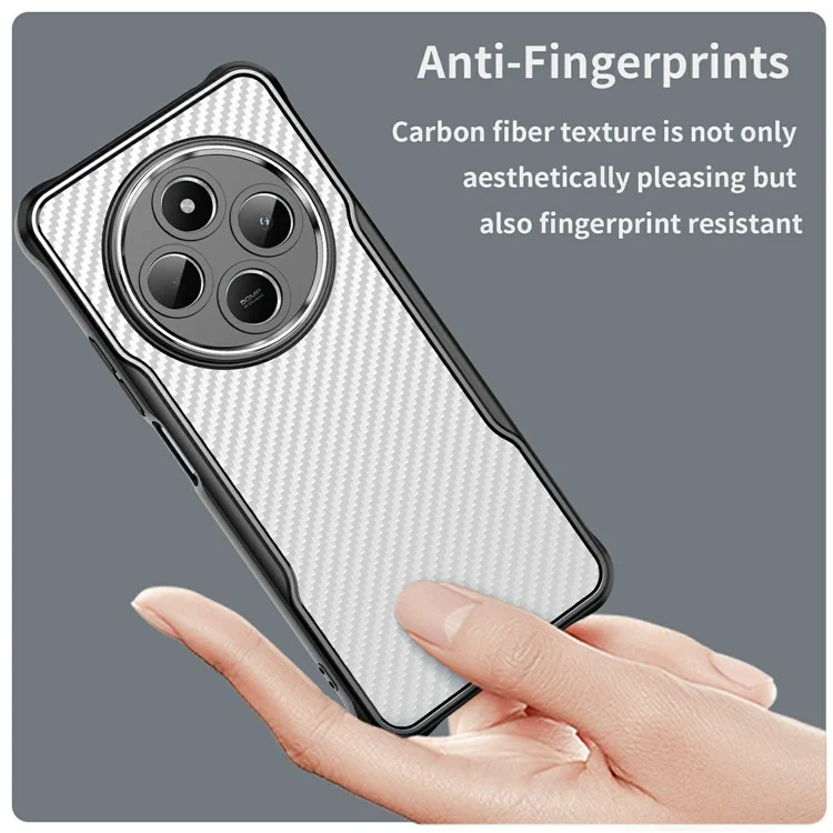 Funda para Xiaomi Poco C75 4G / Redmi 14R 5G / A4 5G / 14C 4G con textura de fibra de carbono TPU+PC - Negro