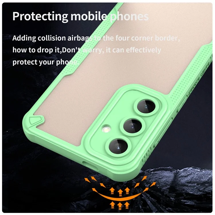 For Samsung Galaxy S24 FE Case PC+TPU Frosted Phone Back Cover - Green