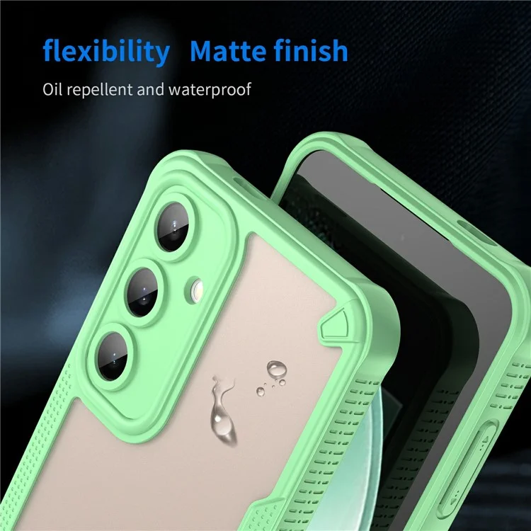 For Samsung Galaxy S24 FE Case PC+TPU Frosted Phone Back Cover - Green