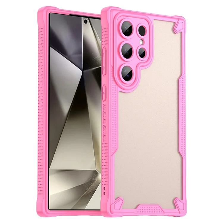 For Samsung Galaxy S24 Ultra Case PC+TPU Frosted Phone Back Cover - Pink