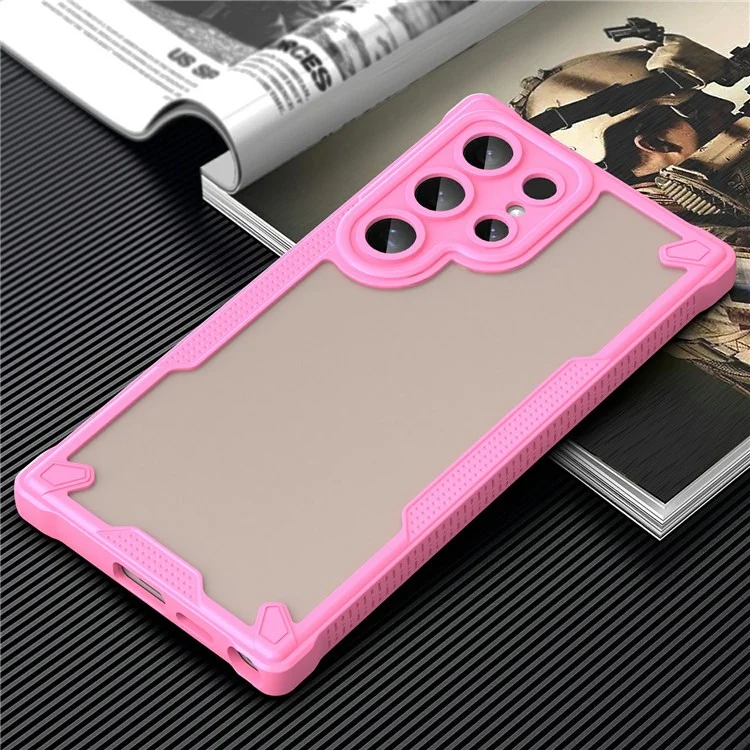 For Samsung Galaxy S24 Ultra Case PC+TPU Frosted Phone Back Cover - Pink