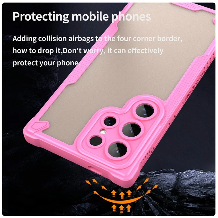 For Samsung Galaxy S24 Ultra Case PC+TPU Frosted Phone Back Cover - Pink