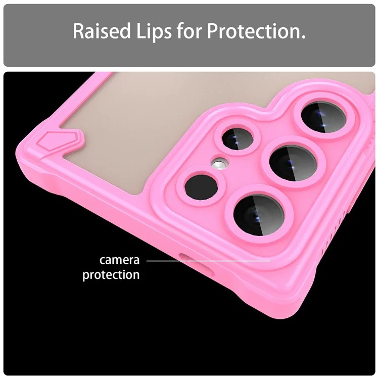 For Samsung Galaxy S24 Ultra Case PC+TPU Frosted Phone Back Cover - Pink