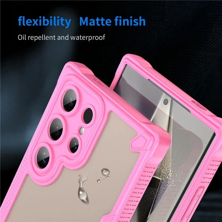 For Samsung Galaxy S24 Ultra Case PC+TPU Frosted Phone Back Cover - Pink
