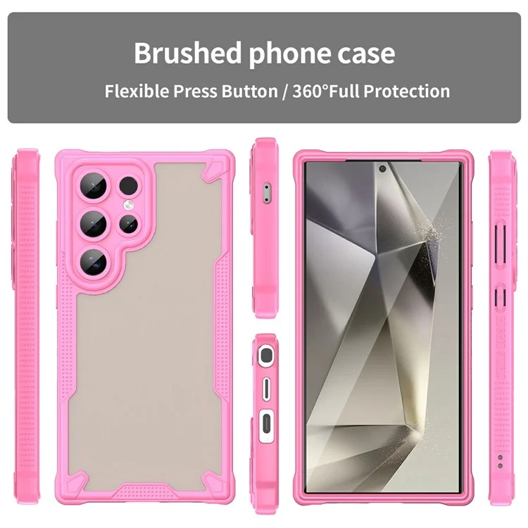 For Samsung Galaxy S24 Ultra Case PC+TPU Frosted Phone Back Cover - Pink