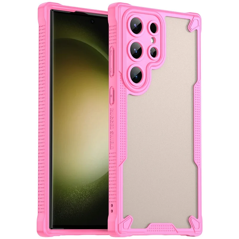 Étui pour Samsung Galaxy S23 Ultra PC+TPU givré Couverture arrière du téléphone - Rose