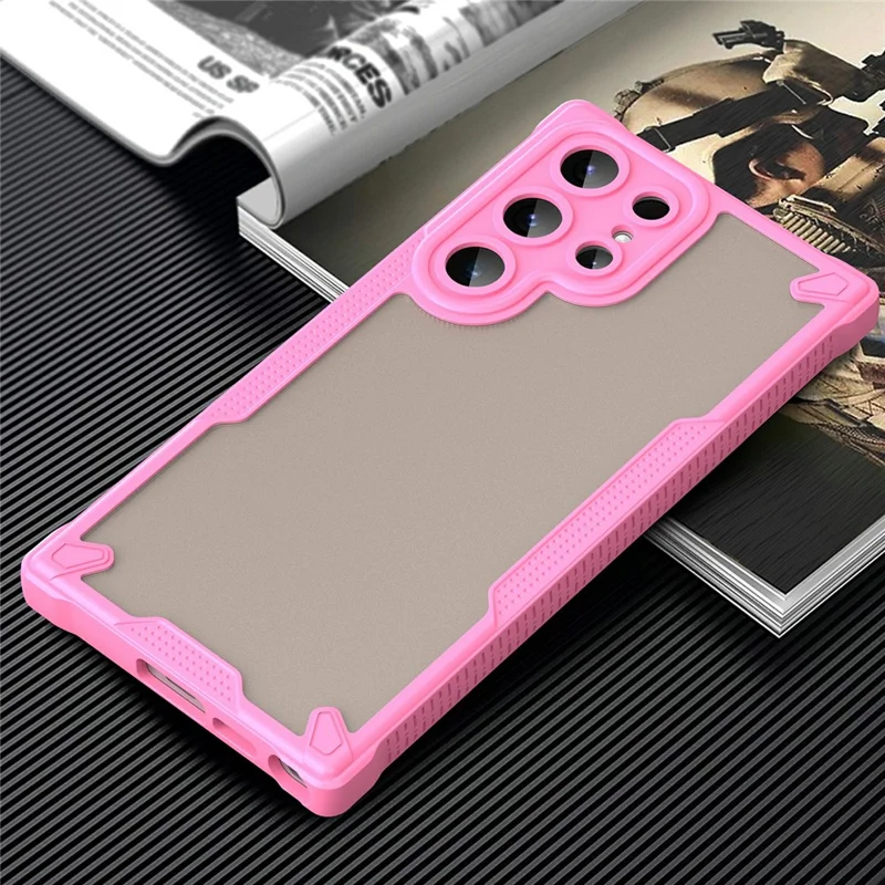 Étui pour Samsung Galaxy S23 Ultra PC+TPU givré Couverture arrière du téléphone - Rose